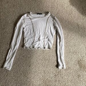 Forever 21 Women’s Dark Green and White Long Sleeve Top